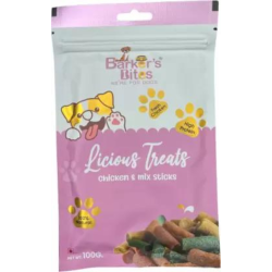 Barkers Bites Dog Treats Licious Chicken And Mix Stick 100 Gm