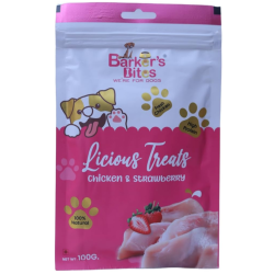 Barkers Bites Dog Treats Licious Chicken Strawberry Stick 100 Gm